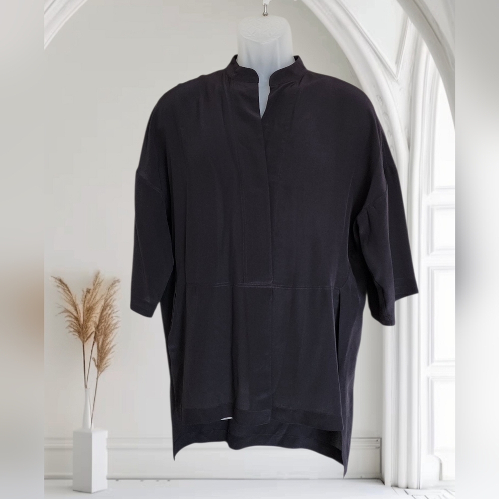 J. Crew Tunic 100% Silk Classic Black  Size S - Picture 4 of 15